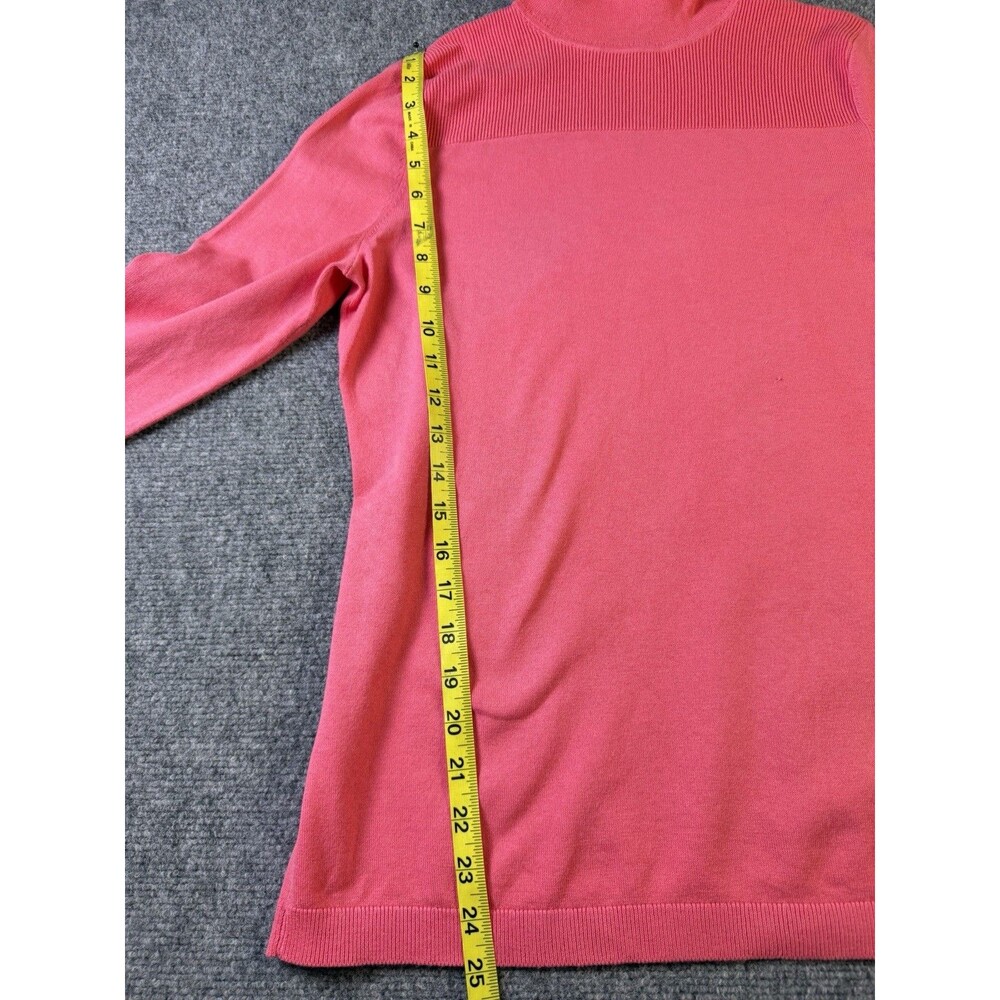 Talbots Womens S Hot Pink Turtleneck Sweater Cotton Blend Ribbed Preppy - Picture 7 of 11